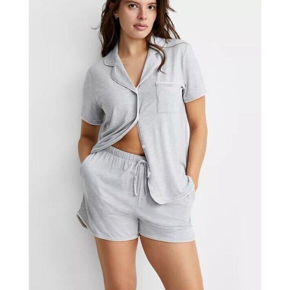 State of Day 3X Luxury Pajama Set Shorts Short Sleeve Shirt Gray Modal Soft NEW - Picture 1 of 9